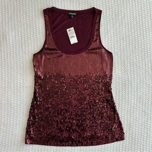 NWT Express dark red maroon/ maroon/ burgundy sequin tank top